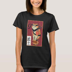 Vintag Catzilla Alte Japanische Katze Kunst Ninja T-Shirt