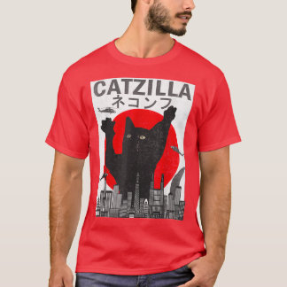 Vintag Catzilla Japanisch Sunset Style Cat Kitten T-Shirt