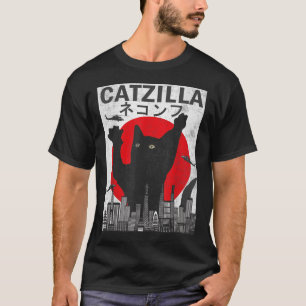 Vintag Catzilla Japanisch Sunset Style Cat Kitten T-Shirt