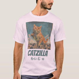 Vintag Catzilla Japanischer Anime Niedlich Monster T-Shirt