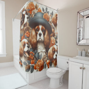Vintag Cavalier King Charles Spaniel Painting Duschvorhang