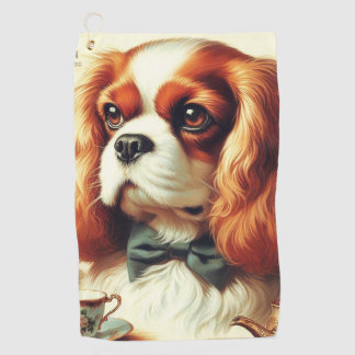Vintag Cavalier King Charles Spaniel Painting Golfhandtuch