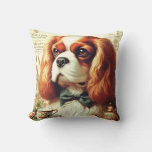 Vintag Cavalier King Charles Spaniel Painting Kissen