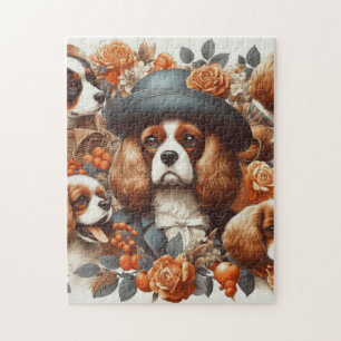 Vintag Cavalier King Charles Spaniel Painting Puzzle