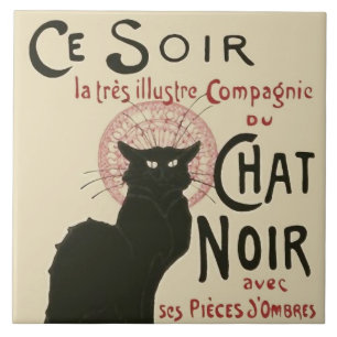 Vintag Ce Soir Le Chat Noir Poster Fliese