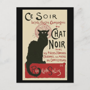 Vintag Ce Soir Le Chat Noir Poster Postkarte