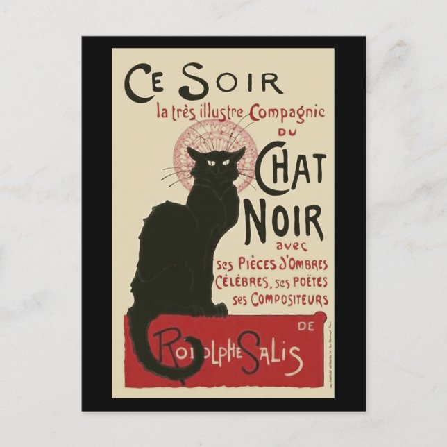 Vintag Ce Soir Le Chat Noir Poster Postkarte (Vorderseite)