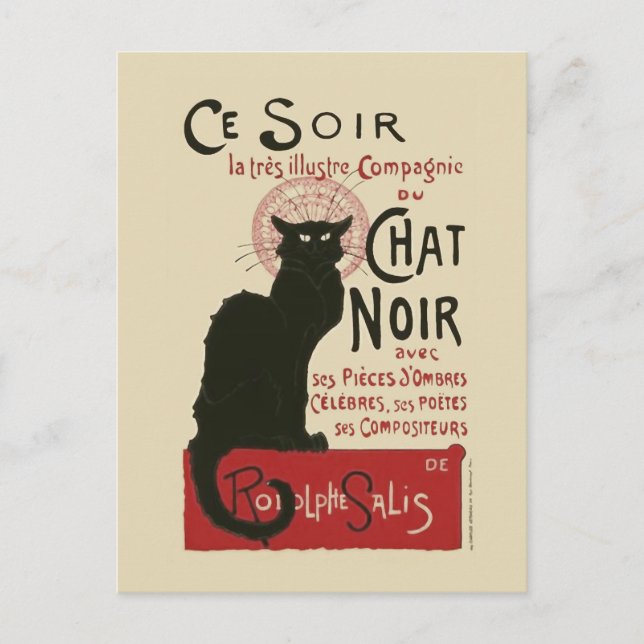 Vintag Ce Soir Le Chat Noir Poster Postkarte (Vorderseite)