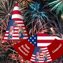 Vintag Celebrate American Flag and Kids Party Hat