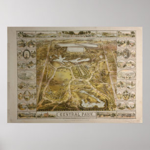 Vintag Central Park NYC Pictorial Map (1863) Poster