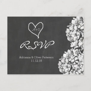 Vintag Chalkboard Hydrangea Wedding RSVP Einladungspostkarte