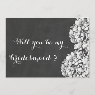Vintag Chalkboard Hydrangeas Bridesmaid Einladung