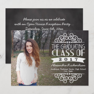Vintag Chalkboard Overlay 2017 Foto Abschluss Einladung