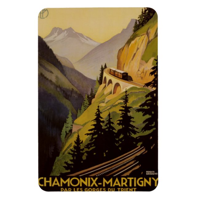 Vintag Chamonix, Mont-Blanc, Frankreich - Magnet (Vertikal)