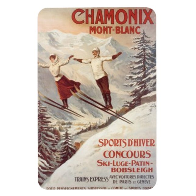 Vintag Chamonix, Mont-Blanc, Frankreich - Magnet (Vertikal)