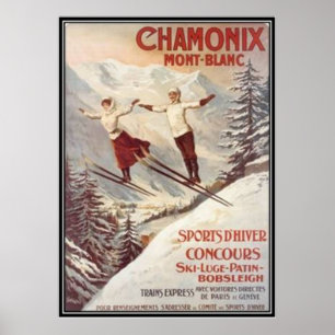 Vintag Chamonix, Mont-Blanc, Frankreich - Poster