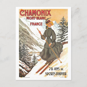 Vintag Chamonix Mont Blanc Reiseplakat Postkarte