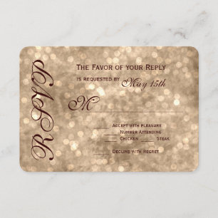 Vintag Champagne Sparkle Wedding RSVP Cards