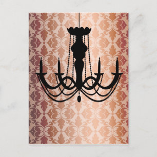 Vintag Chandelier Damask Postkarte