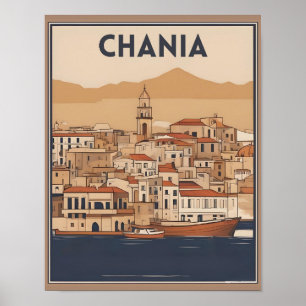 Vintag Chania City Souvenirs Betonreise Poster