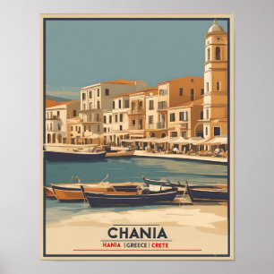 Vintag Chania City Souvenirs Betonreise Poster