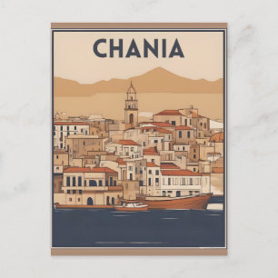 Vintag Chania City Souvenirs Betonreise Postkarte