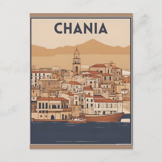 Vintag Chania City Souvenirs Betonreise Postkarte (Vorderseite)