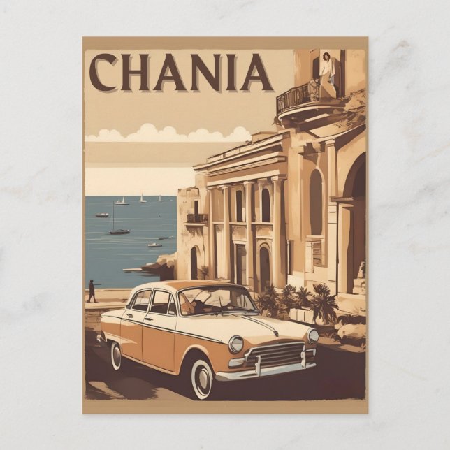 Vintag Chania City Souvenirs Betonreise Postkarte (Vorderseite)