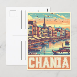 Vintag Chania City Souvenirs Betonreise Postkarte