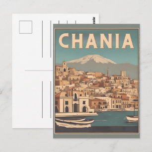 Vintag Chania City Souvenirs Betonreise Postkarte