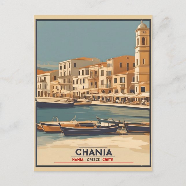 Vintag Chania City Souvenirs Betonreise Postkarte (Vorderseite)