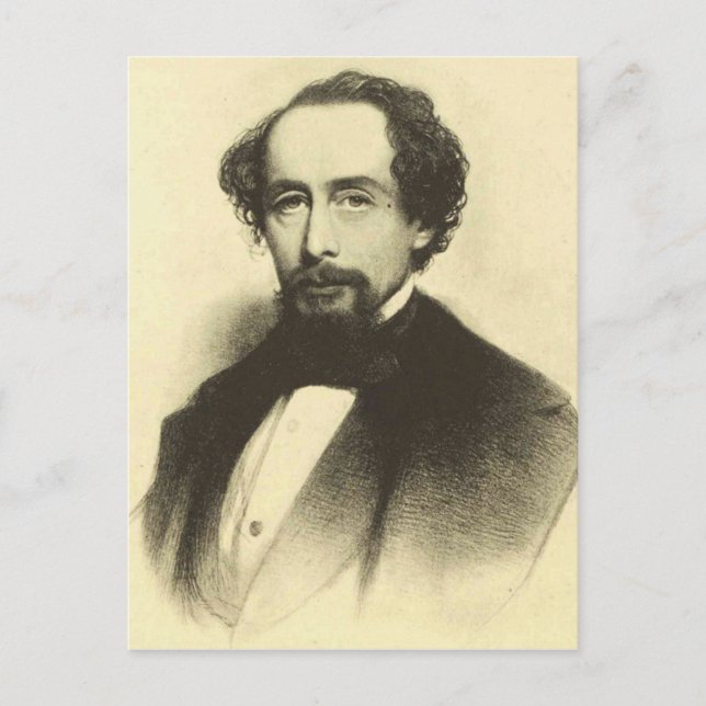 Vintag Charles Dickens Portrait Postkarte (Vorderseite)