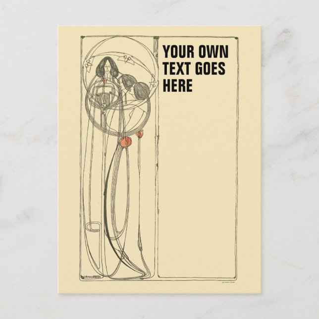 Vintag Charles Rennie Mackintosh Template Postkarte (Vorderseite)
