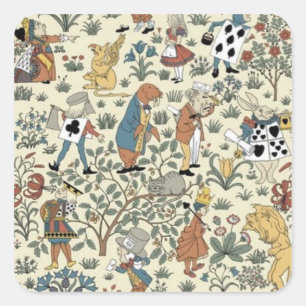 Vintag Charles Voysey Alice im Winderland-Sticker Quadratischer Aufkleber