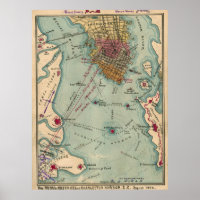 Vintag Charleston SC Zivil War Map (1865)