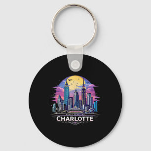 Vintag Charlotte North Carolina Sunset Skyline Ci Schlüsselanhänger