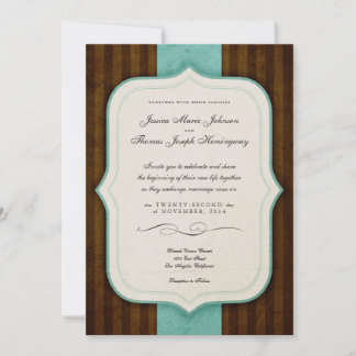 Vintag Charm Brown Blue Wedites Einladung