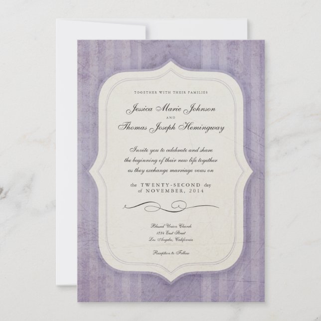 Vintag Charm Lilac Monogram Wedding Einladungen (Vorderseite)