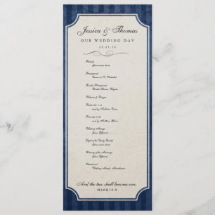 Vintag Charm Navy Blue Wedding Program Programm