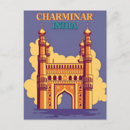 Vintag Charminar, Indien Wasserfarbenretro Postkarte