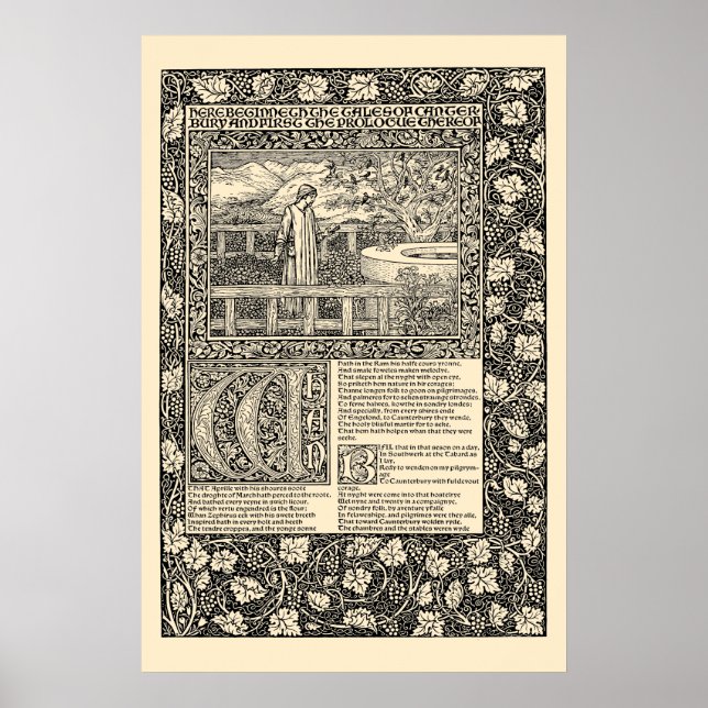 Vintag Chaucer Leaf von Kelmscott Press Poster (Vorne)