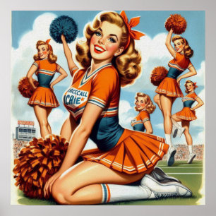 Vintag Cheerleader Illustration Poster