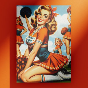 Vintag Cheerleader Illustration Postkarte