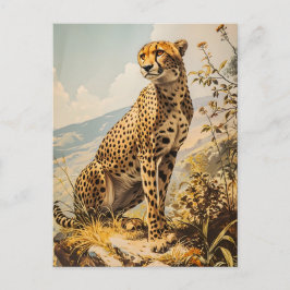 Vintag Cheetah Postkarte