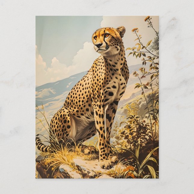Vintag Cheetah Postkarte (Vorderseite)