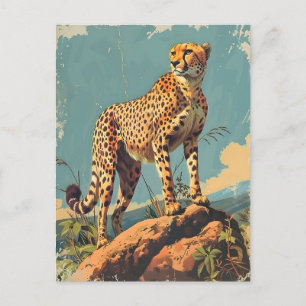 Vintag Cheetah Postkarte