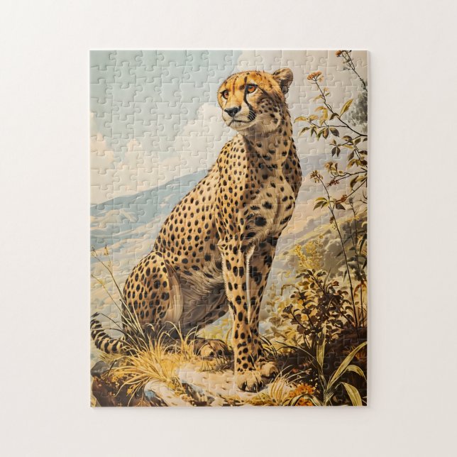 Vintag Cheetah Puzzle (Vertikal)