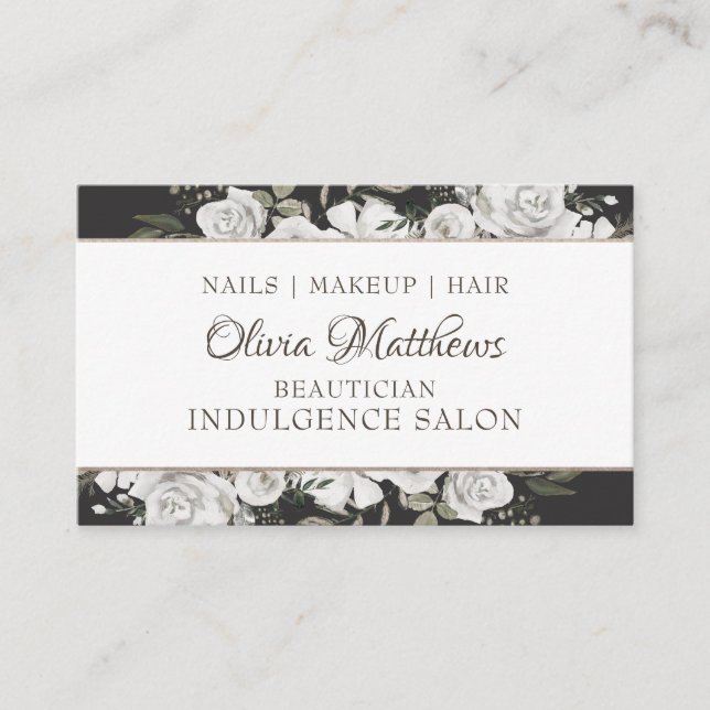 Vintag Cherish White Floral Social Media Visitenkarte (Vorderseite)