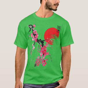 Vintag Cherry Blossom Blume Sakura Japanischer Sak T-Shirt
