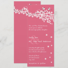 Vintag Cherry Blossom Chickadee Damask Hochzeit Einladung